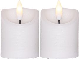 LED Pillar Kerze 2er Pack Flamme - Indoor, Weiss, 7.5cm Höhe, Timerfunktion