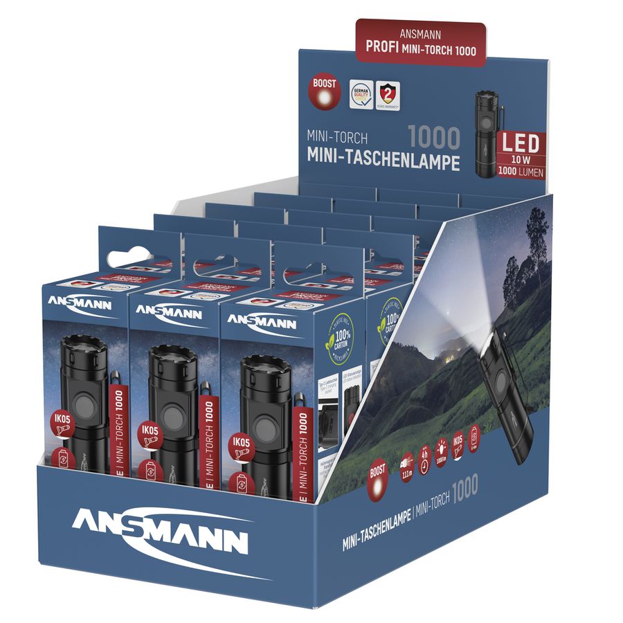 Akku-Taschenlampe 1000 - 1000lm, 7000 - 9000K,4 h Leuchtdauer