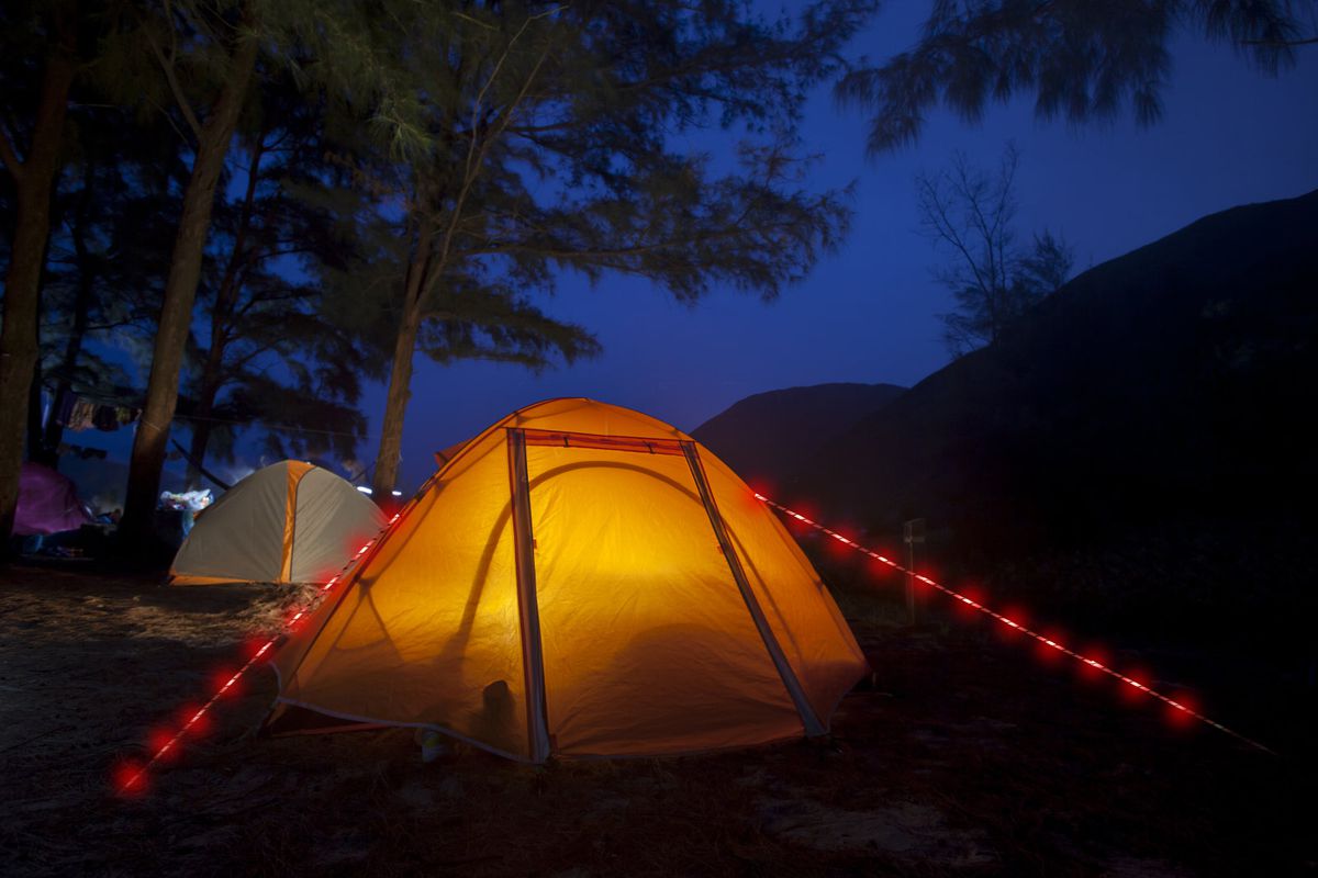 5m Seil geflochten mit integrieter LED Beleuchtung - 3xAA Batterie (exkl.), 50 LED`s, IP67, Farbe Orange, L= 500cm,  Zugkraft pro Meter 2.95KN/300KG