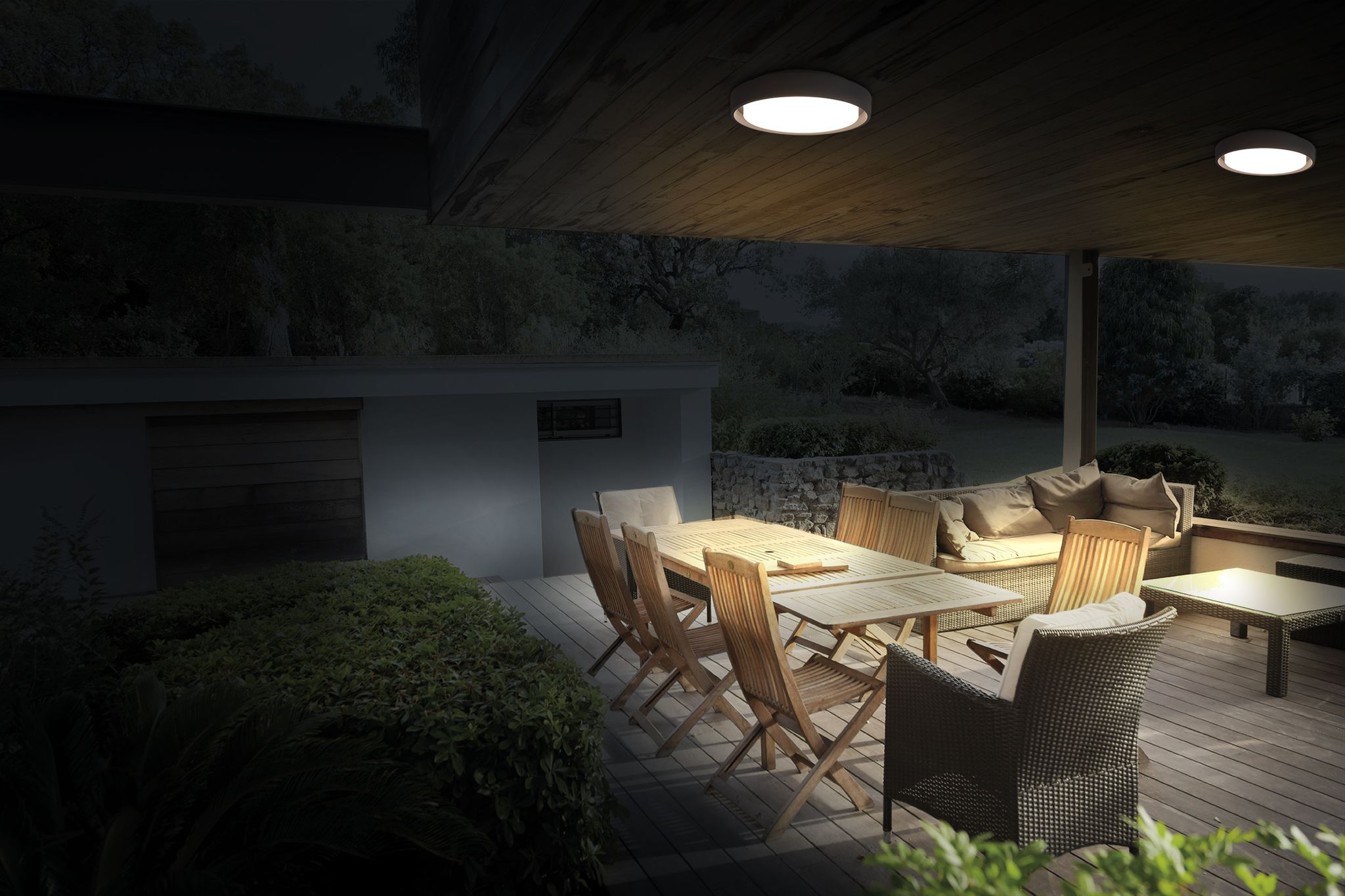 LED Aussenwandleuchte IP54 Mio d:27cm - IP54, warmweiss, 25W