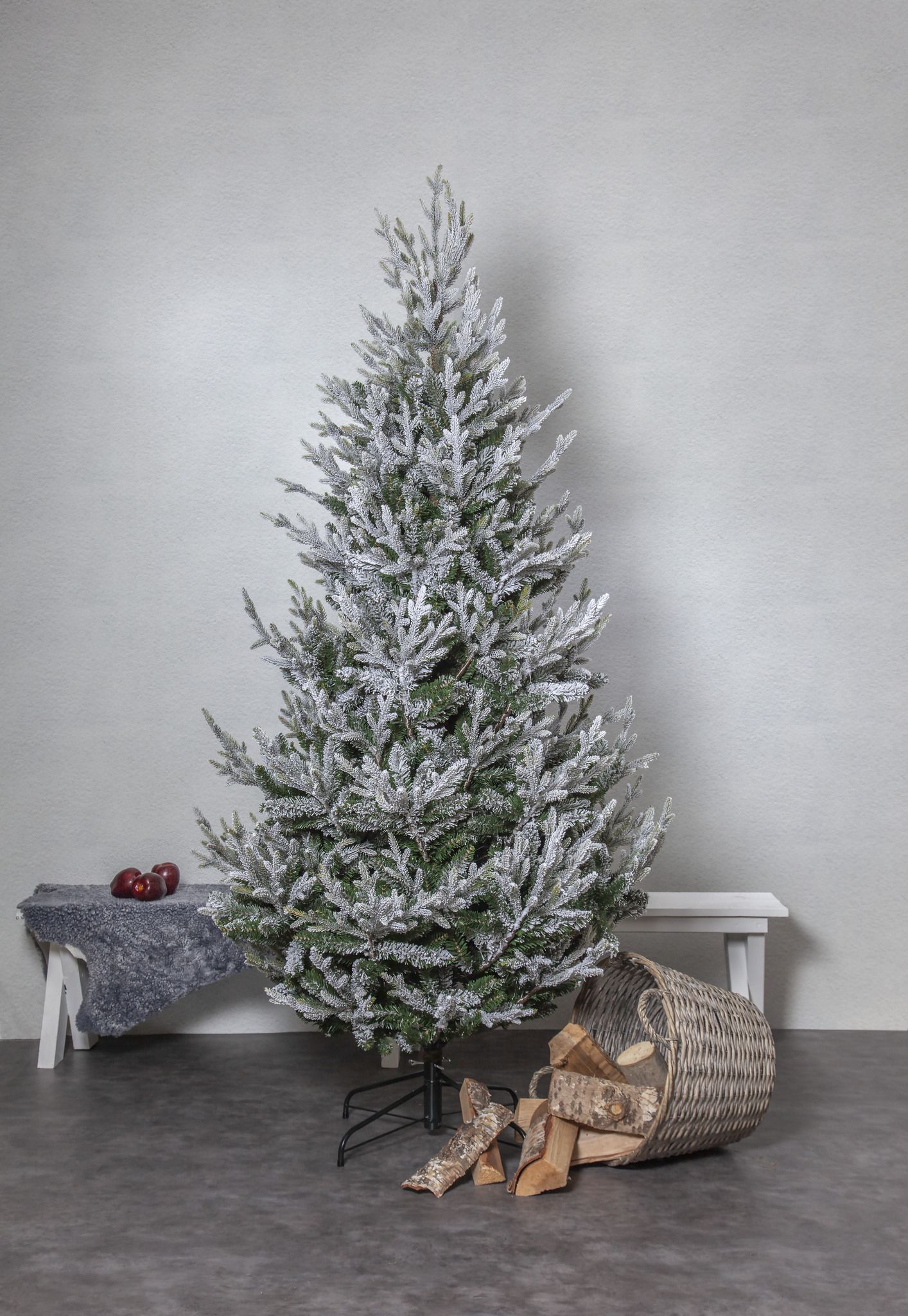 Künstlicher Weihnachtsbaum Uppsala Snow - Grün, keine Lämpchen, 210cm höhe