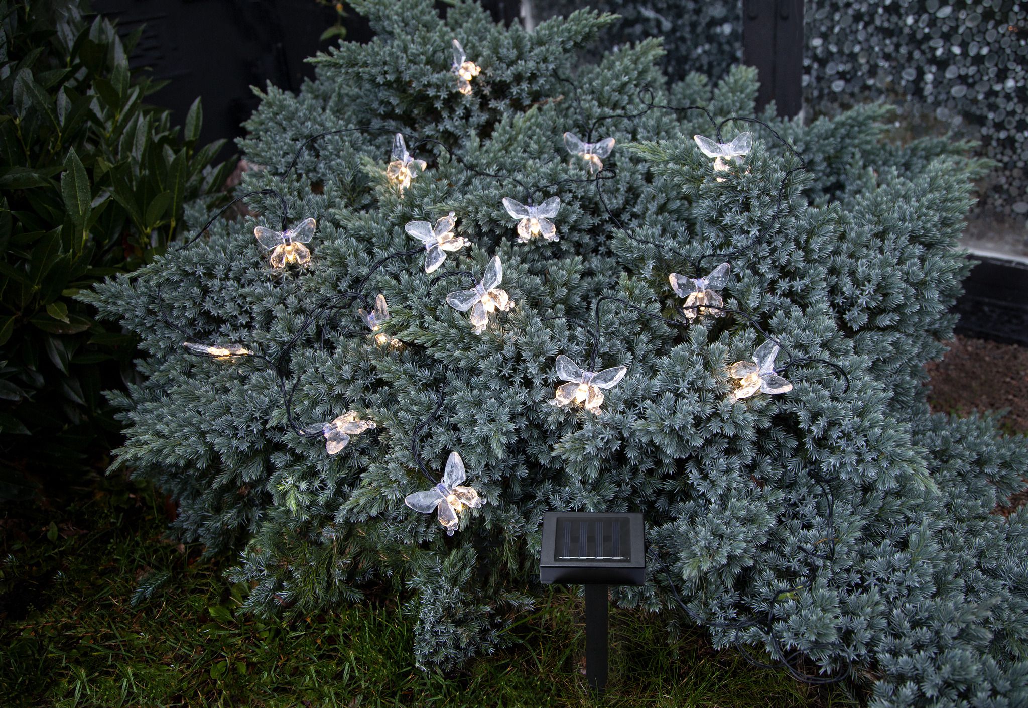 Solar Lichterkette Papillon - IP44, Warmweiss, Dämmerungssensor