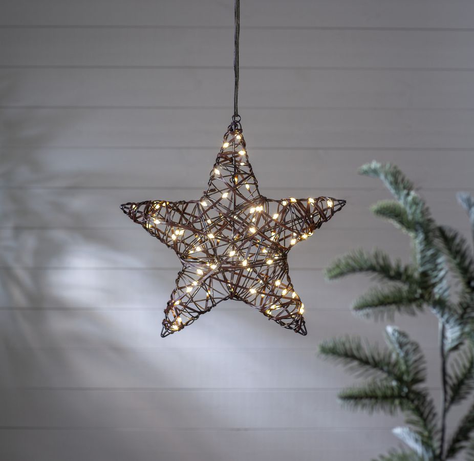 Outdoor Decoration Vicke Star 40cm - Indoor, Outdoor, Warmweiss, Braun