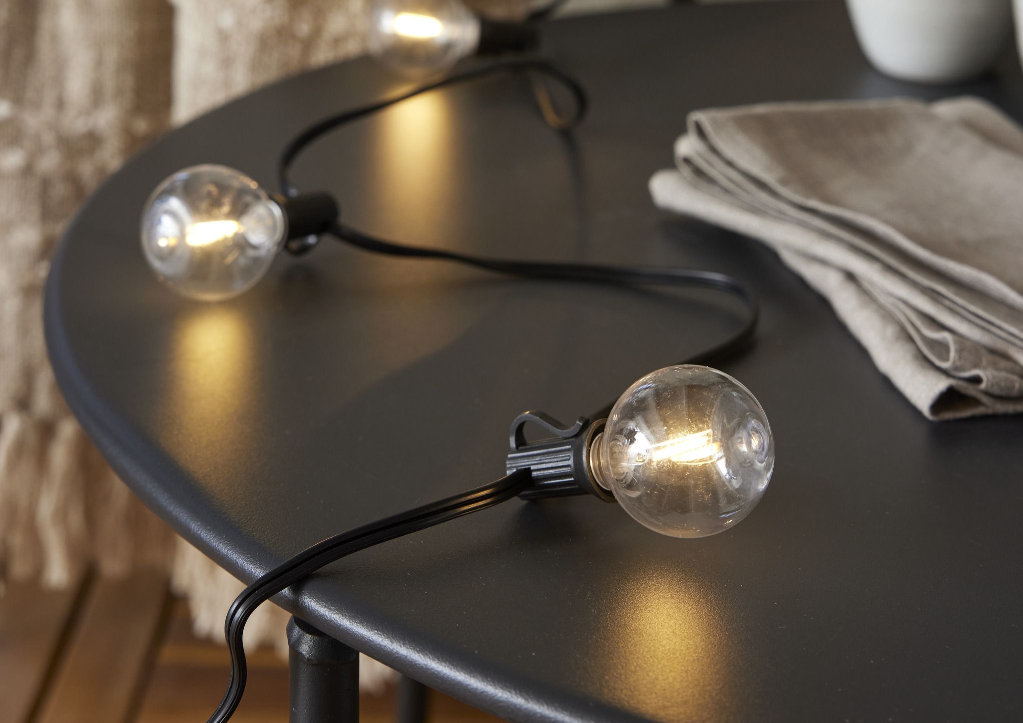 Solar Lichterkette Globe Mini - Indoor, Outdoor, Warmweiss, Schwarz