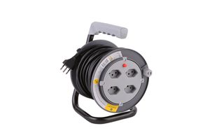 Avvolgicavi 4x T.13 - 4x T.13, 15m Kabel H05VV-F-3G1mm2, grau, Thermoschutz, IP20