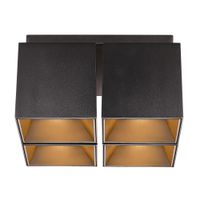 Anbauspot ETHAN - GU10 (exkl.), max. 4x10W (LED), IP20, schwarz-matt, dim. optional, L=216mm, B=216mm, H=120mm
