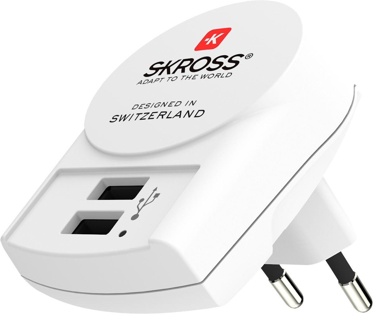 Euro USB Charger - 2xUSB-A - 2xUSB-A, Output: 5.0V / max. 2.4A (shared), max. 12.0W, EU/Schuko, weiss