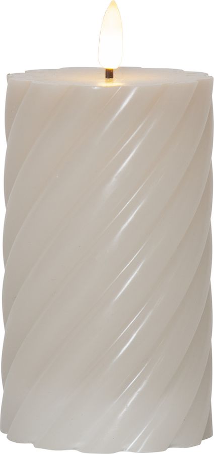 LED Pillar Kerze Flamme Swirl - Indoor, Beige, 15.00 cm Höhe,  Timerfunktion