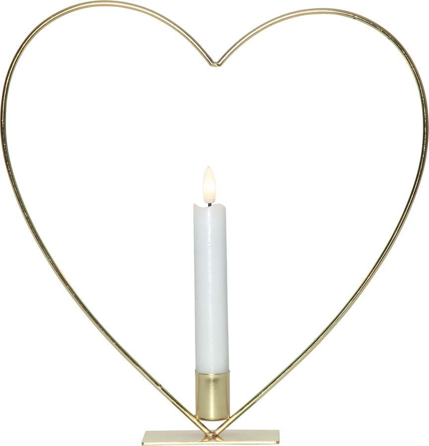 Indoor Dekoration Flamme Heart - Indoor, Messing, 28 cm Höhe, Timerfunktion