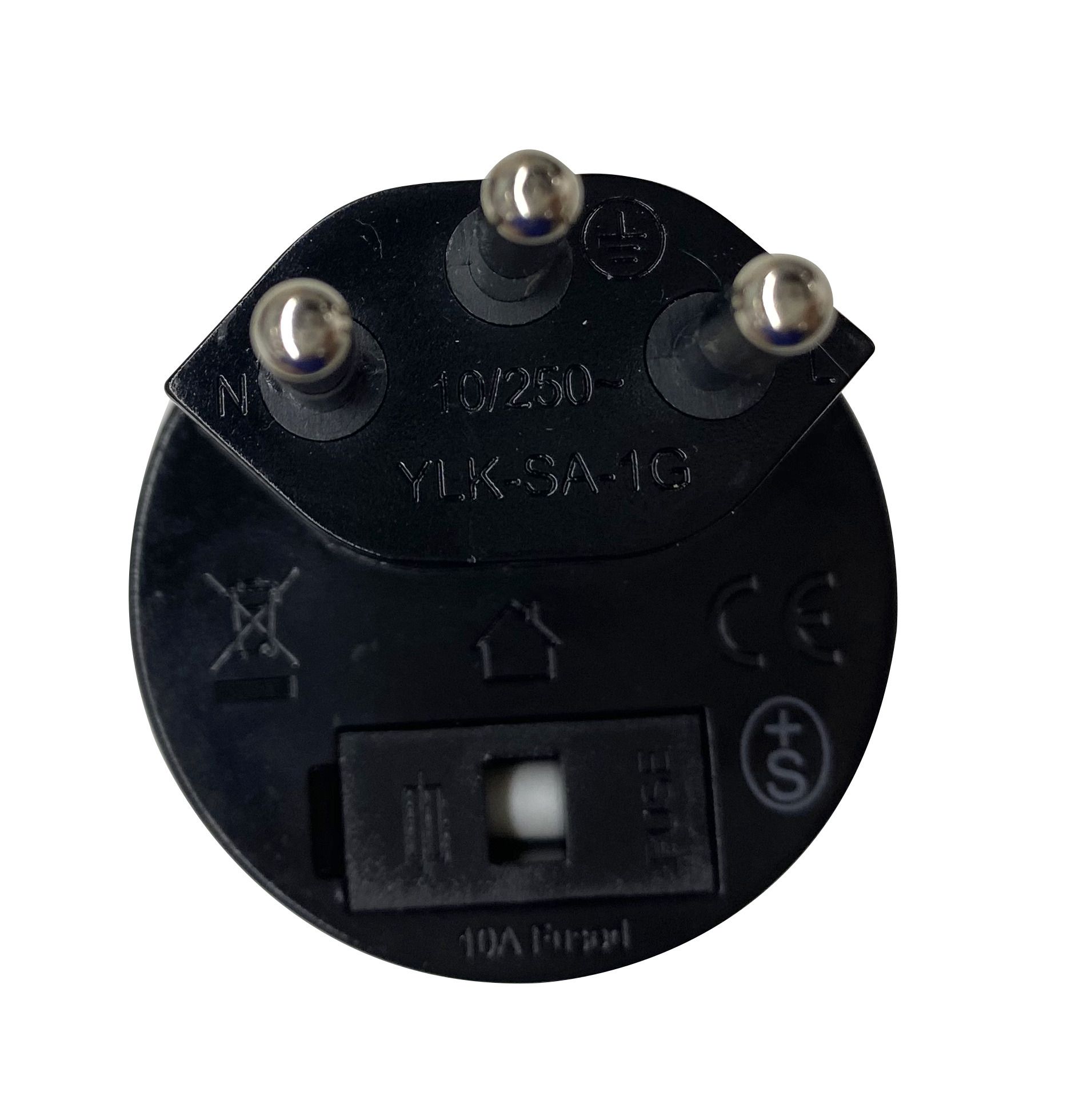 Reiseadapter NO BLOCK - Eingang: Schuko Typ F | Ausgang: Schweiz T12, 10A Sicherung, schwarz, VPE10