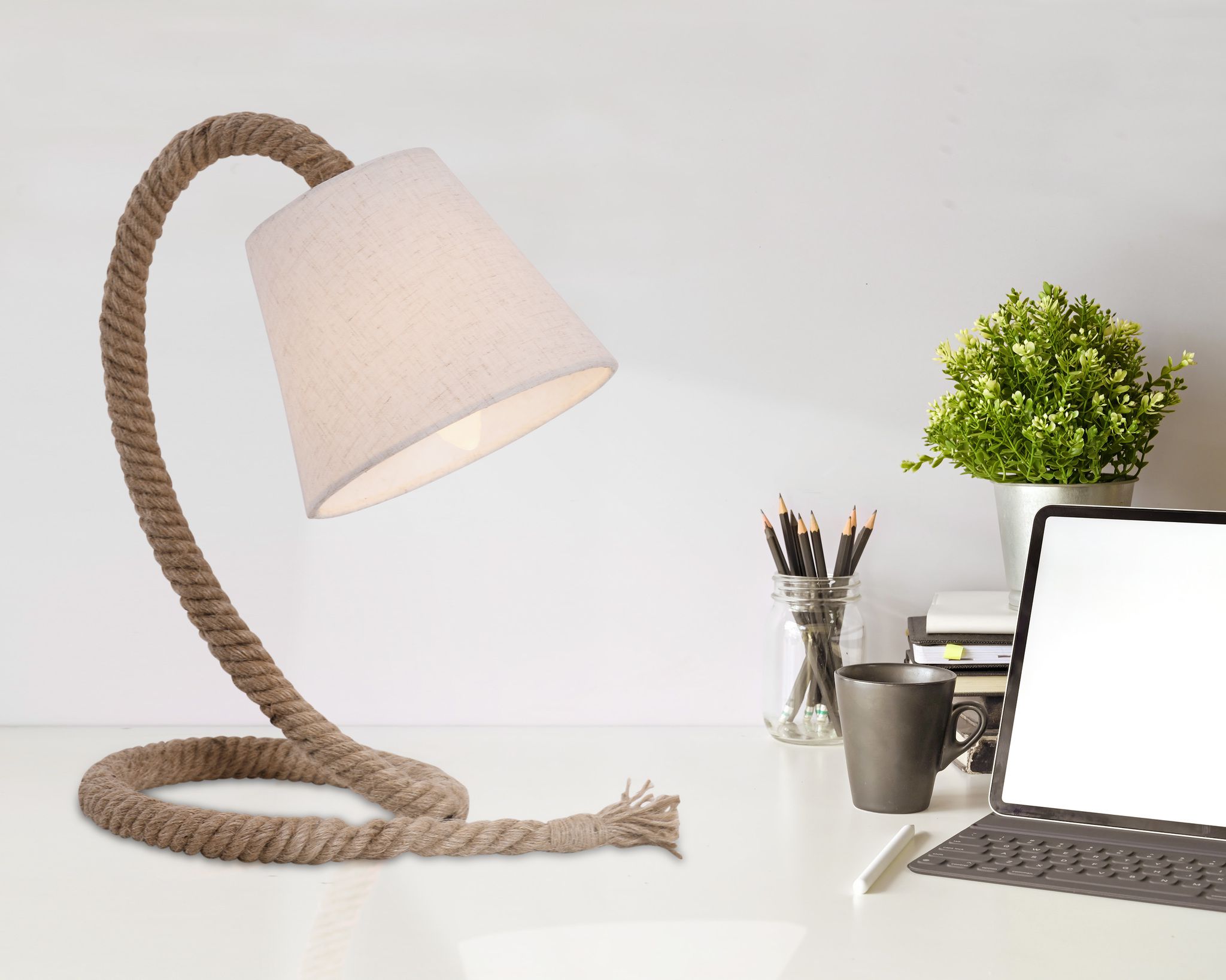 Tischleuchte mit Textilschirm Rope - E14, 40W, IP20