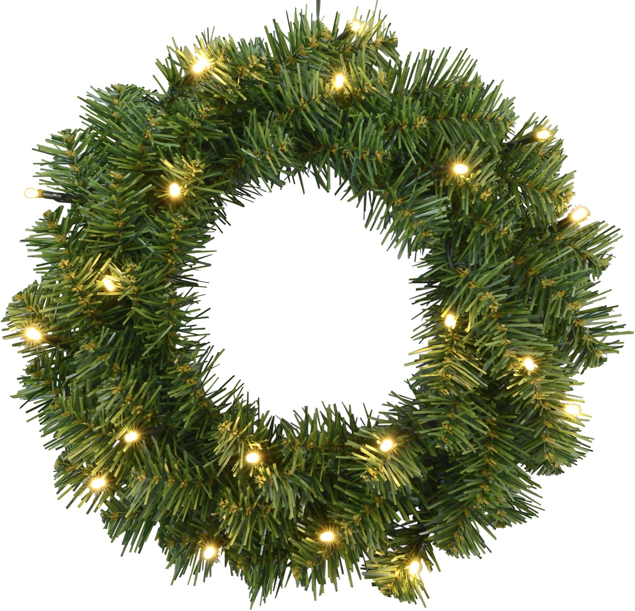 Künstlicher Weihnachtskranz Alaska - grün, 20 LED's, 38cm Höhe