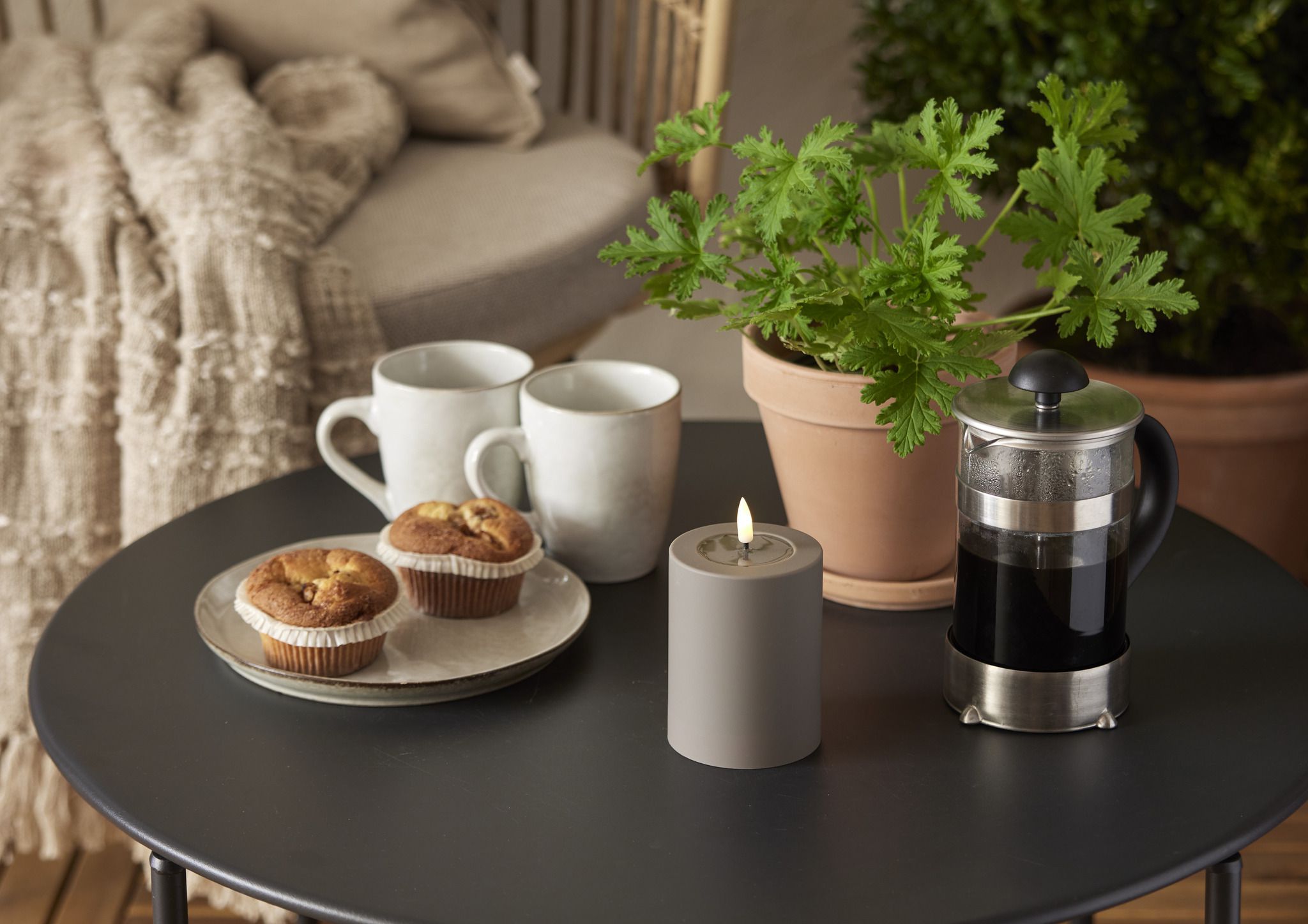 LED Pillar Kerze Flamme Soft - Indoor, Braun, 12.50 cm Höhe, Timerfunktion