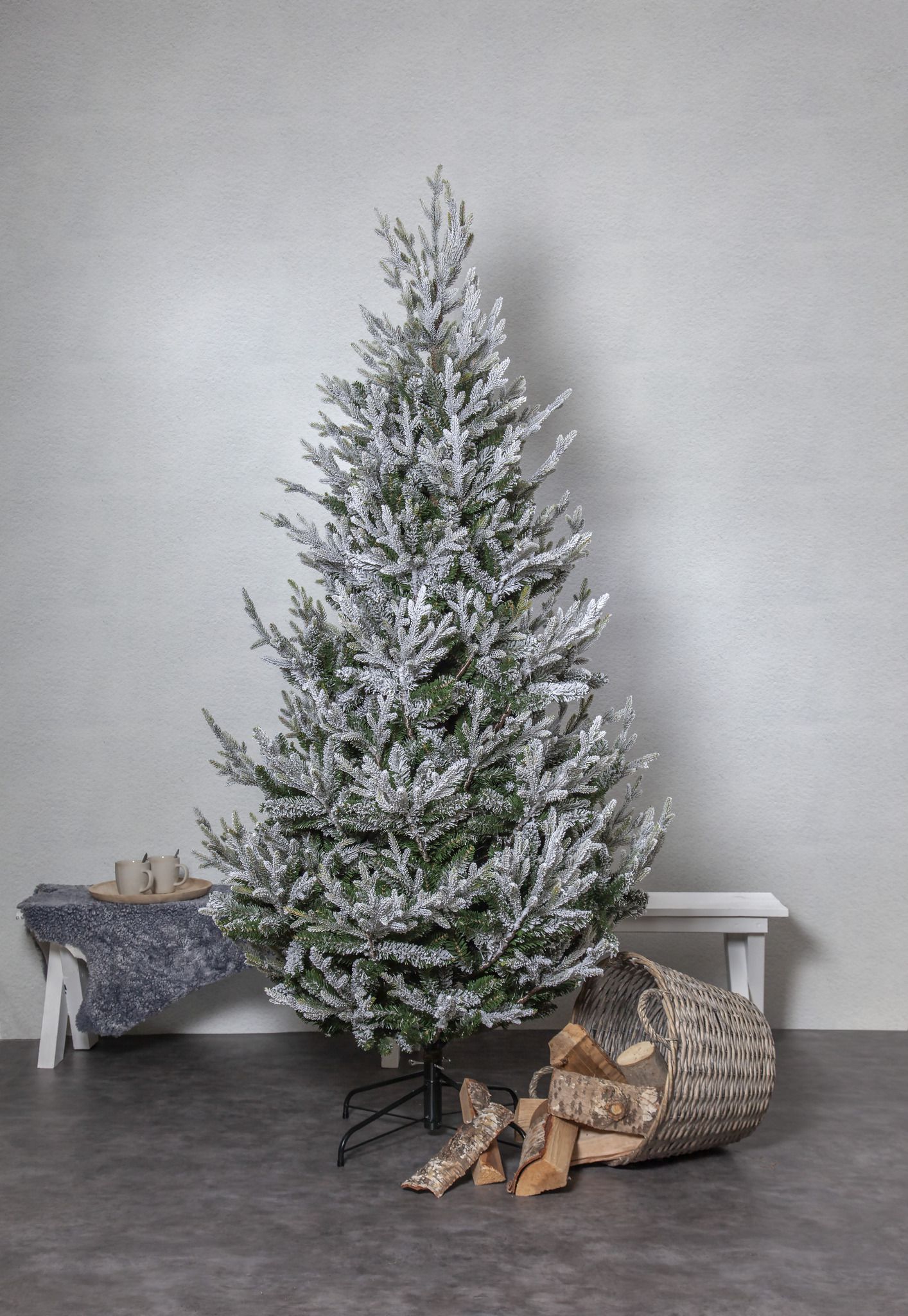 Künstlicher Weihnachtsbaum Uppsala Snow - Grün, keine Lämpchen, 210cm höhe