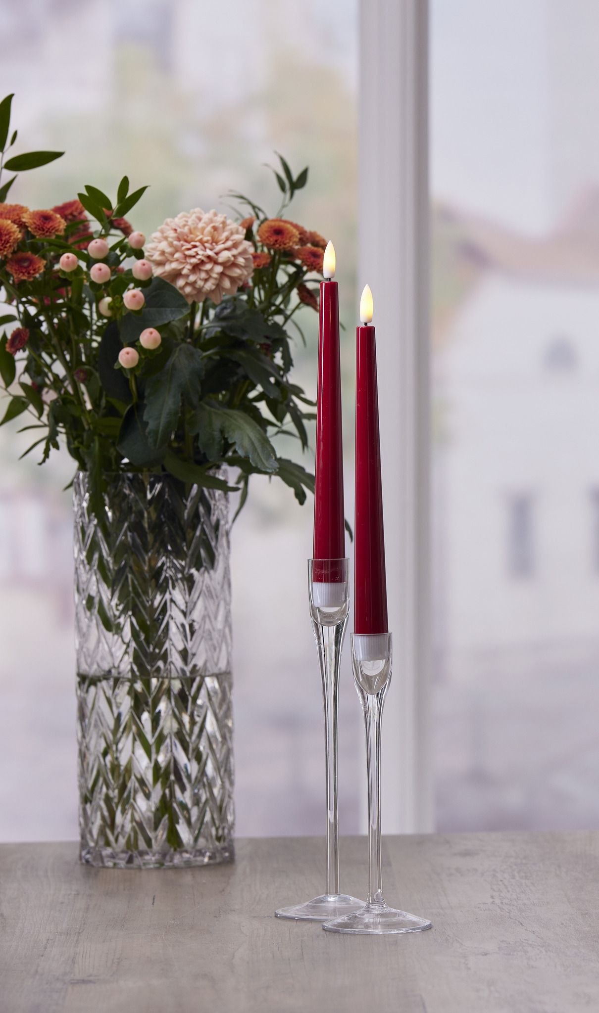 LED Dinner Kerze 2 pack Flamme Candy - Indoor, Rot, 26.00 cm Höhe, Timerfunktion
