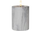 LED Pillar Kerze Flamme Marble - Indoor, Grau, 12.5cm, Timerfunktion