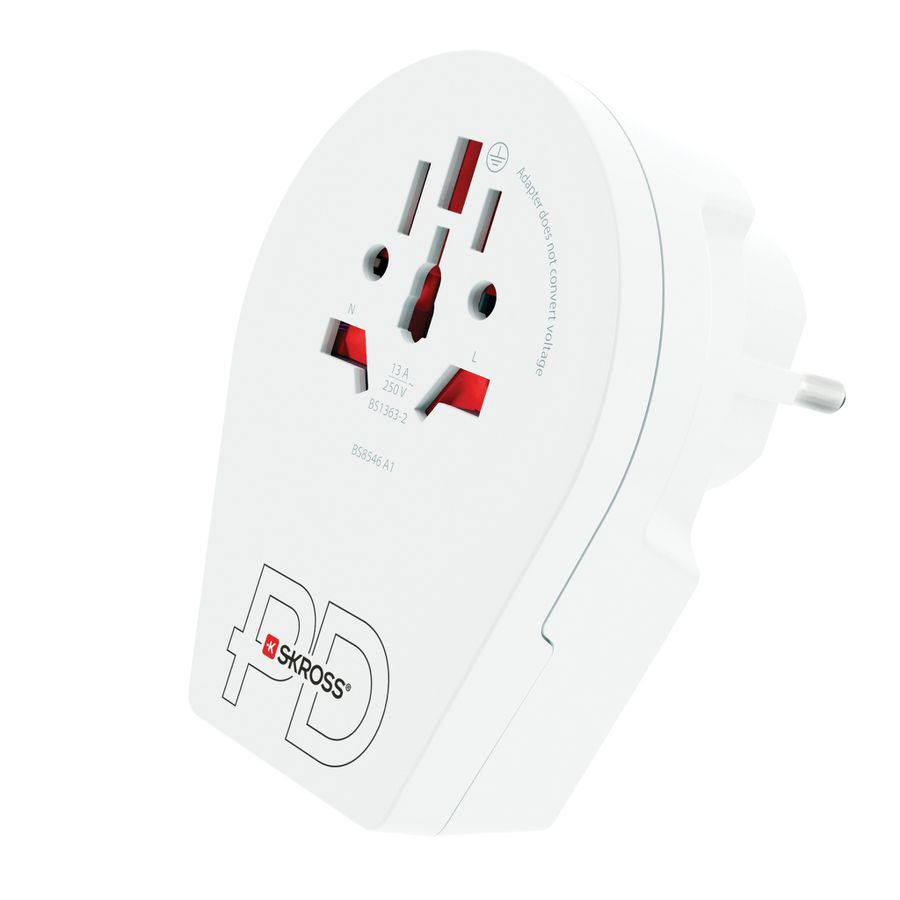 World to Europe USB C20PD - Out: Schuko, In: CH, IT, 2-Pol EU, UK, BRA, USA/Japan, AUS/China, 1xUSB-C PD