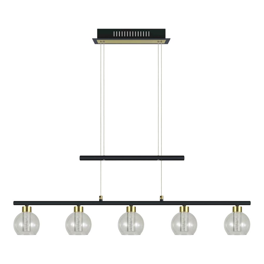 LED Glas-Pendelleuchte BRASS L: 90 cm / schwarz - LED fest verbaut, IP20, 76.5W, 230V