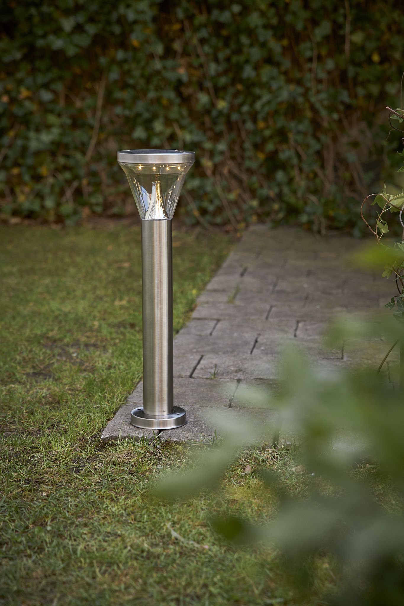 Solar Pollerleucht Narona - Silber, Lichtfarbe Warmweiss