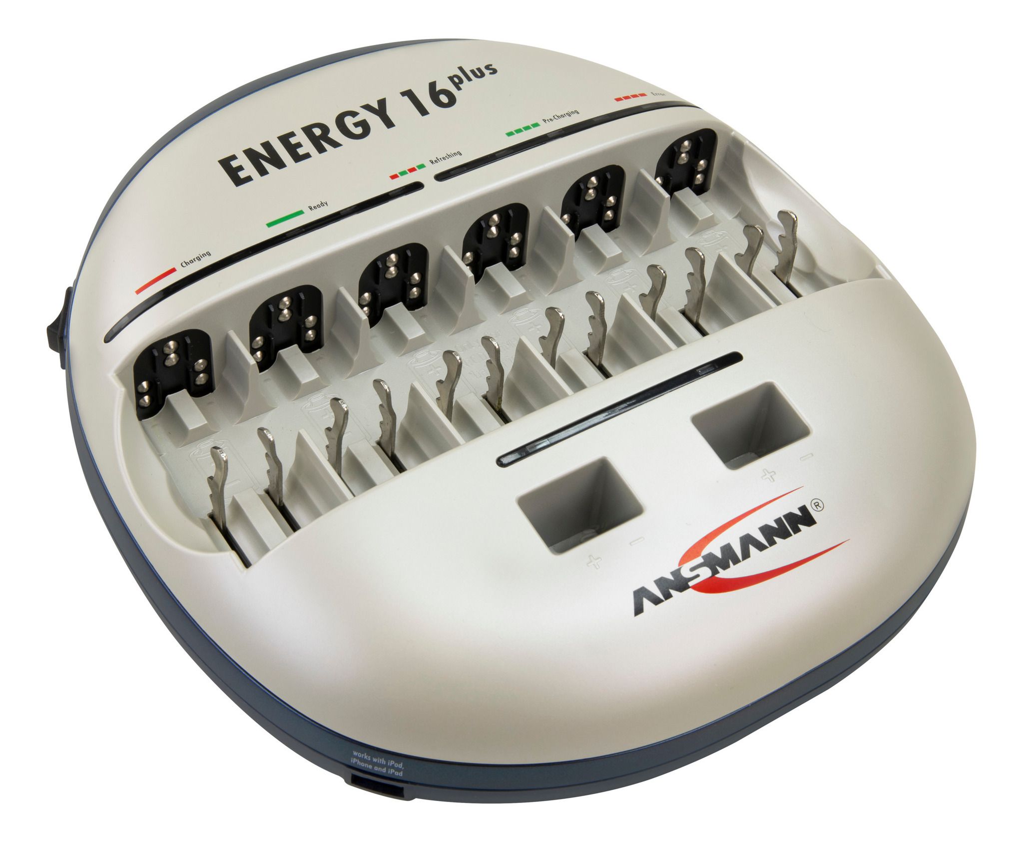 Lade- und Pflegestation Energy 16 plus - 1-12 Micro AAA, Mignon AA / 1-6 Baby C, Mono D, 1 -2 9V E-Block NiMH/NiCd-Akkus