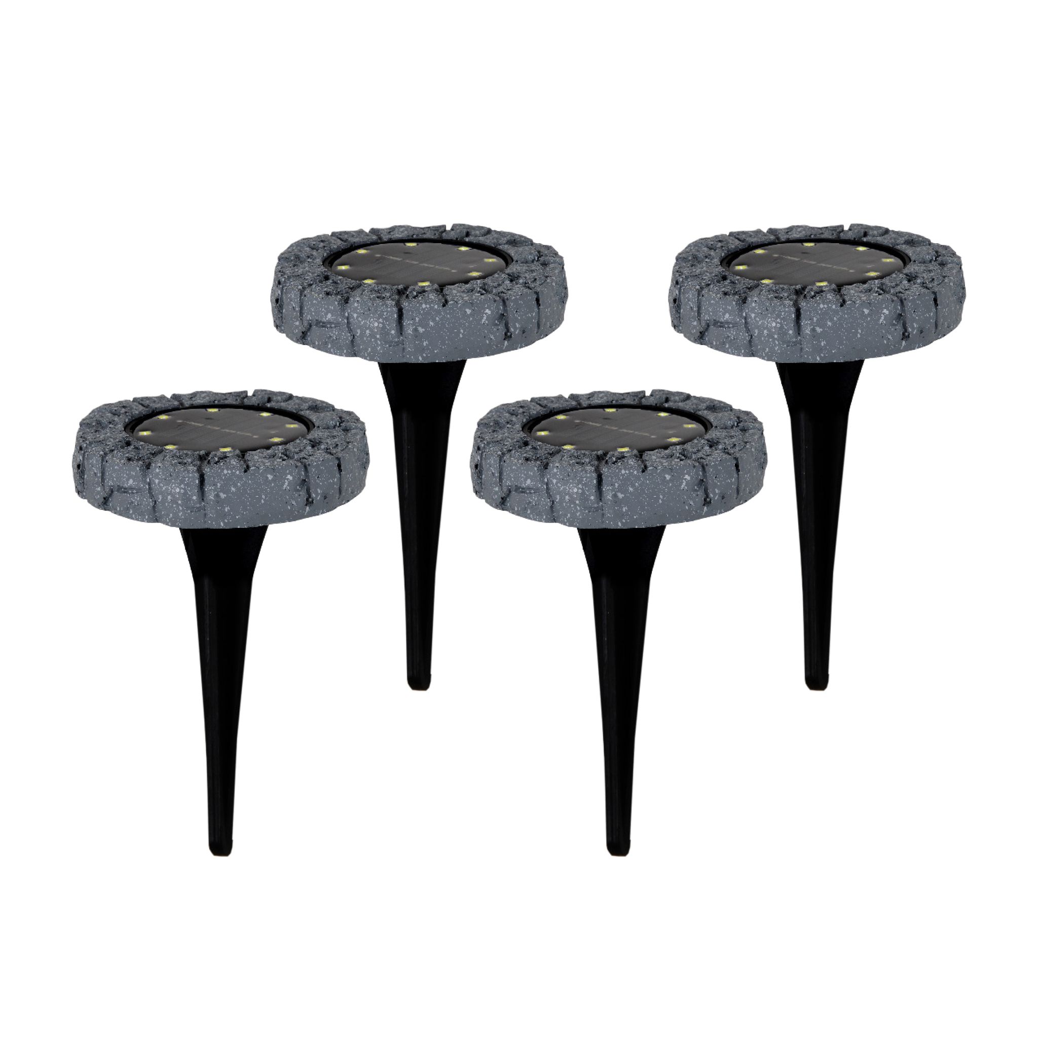 4er-Set LED-Solar Bodenleuchte mit Erdspieß - d:11.5cm grau - IP44, kaltweiss, W