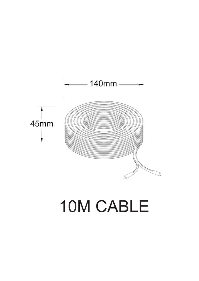 24V Kabel 10m - 24V DC, max 240W, IP67, L=10m, schwarz. inkl. 4 Endkappen