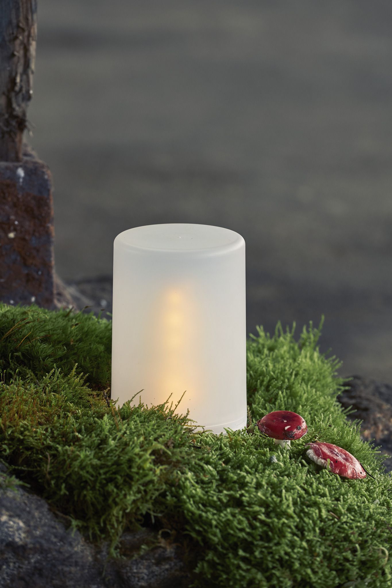 LED Pillar Kerze Flame Kerze - Outdoor, Weiss, 14.5cm Höhe, IP44, Timerfunktion