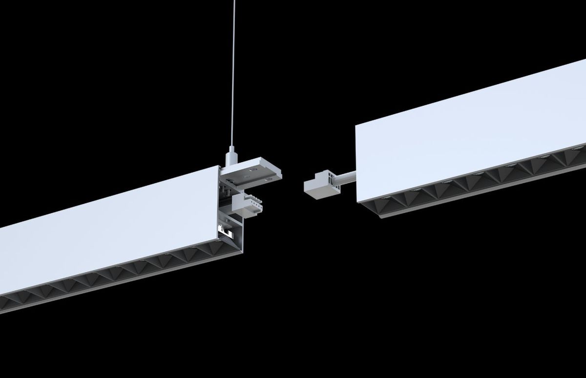 LED DALI-Pendelleuchte GLOS Up&Down (3000K) - 50W, 6250lm, 3000K, IP20, CRI83, 120°/45°, weiss-matt, DALI dim., L=1171mm, B=38mm, H=66mm,PL=1500mm