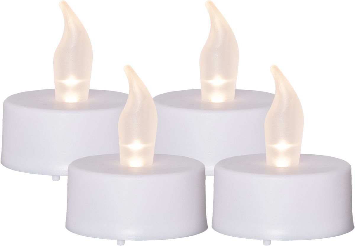 Luce da tè a LED 4-set Paulo - Indoor, Weiss, 4cm Höhe, Timerfunktion