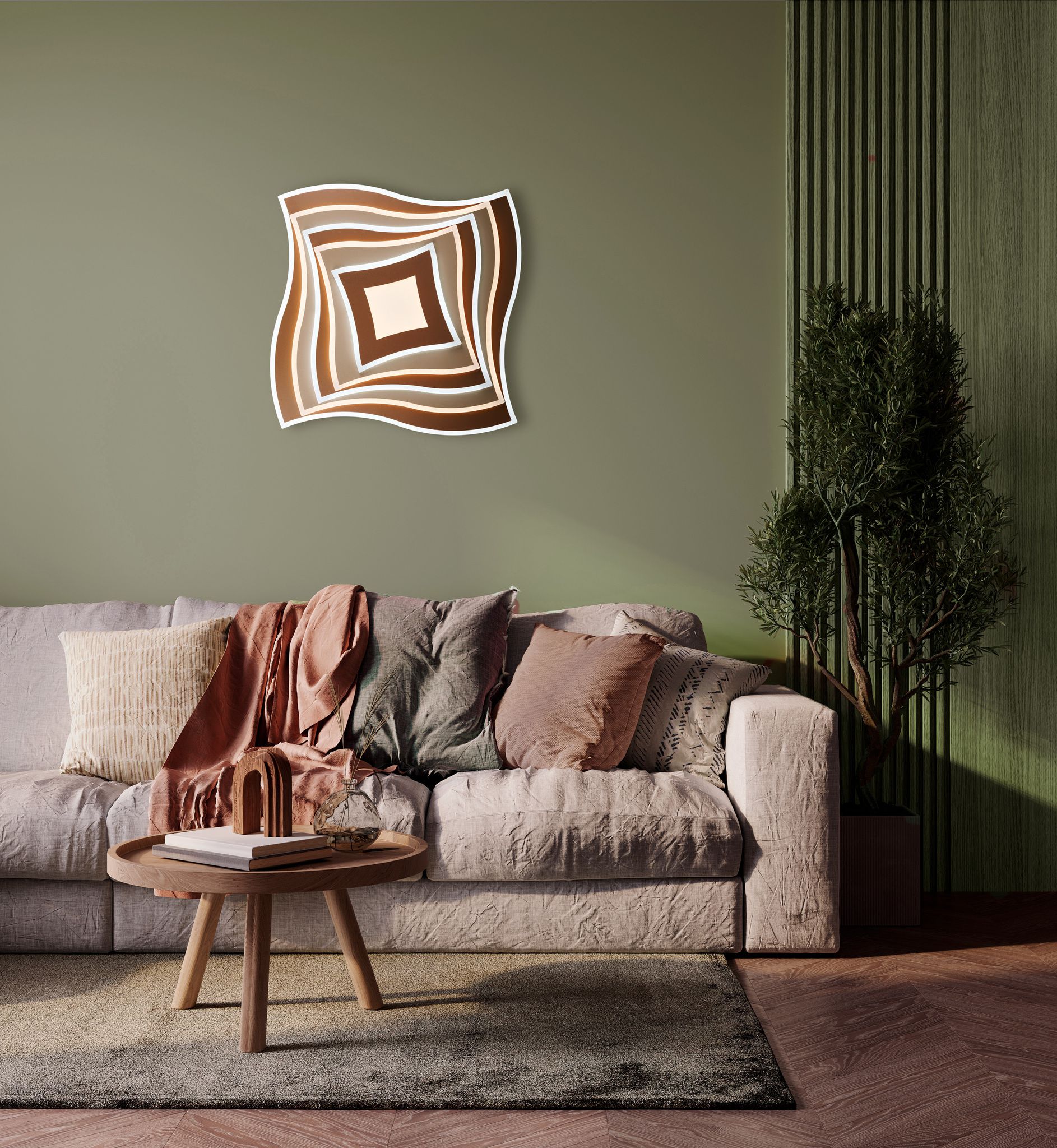 LED-CCT Deckenleuchte  FEVORIA : 50cm braun - IP20, LED-Modul, Braun