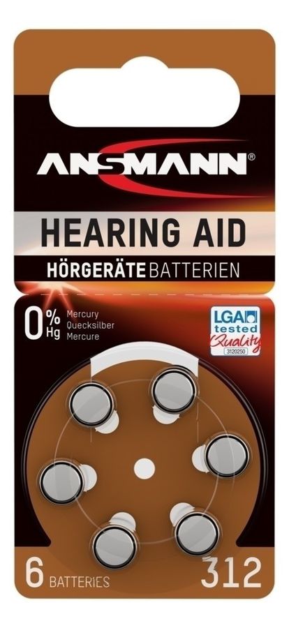 Hörgerätebatterien Typ 312 / PR41 - 6er Blister