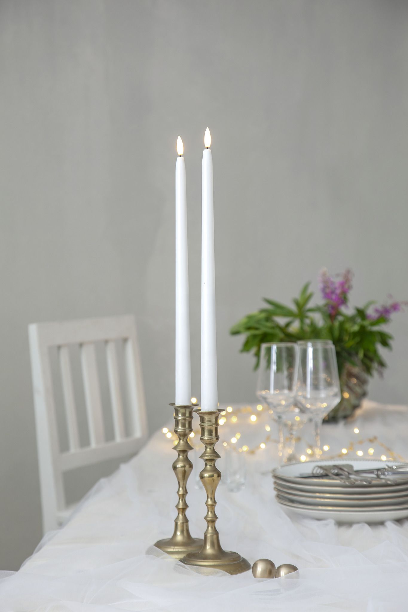 LED Dinner Kerze 2P Flamme Slim - IP20, Warmweiss, 2 LED's
