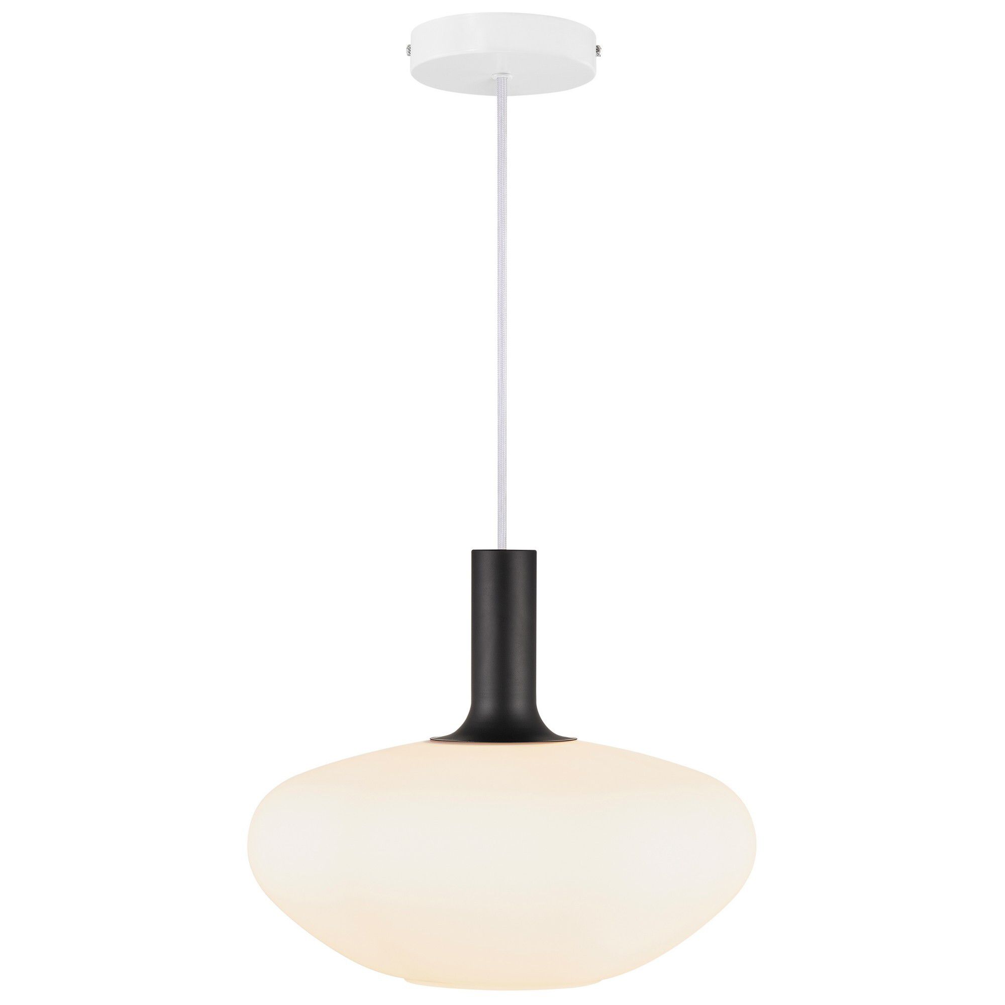 Alton 35 Pendelleuchte - E27 60W schwarz / Opalweiss glas 35cm Durchmesser