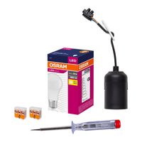 RENOVATION SET Ledvance - Enthält: 1xLED A60 8,5W/827 E27 806lm, 1xSpannungsprüfer, 2xWAGO Klemme, 1xE27 Fassung