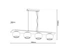 4er Spot Pendelleuchte TEXAS L:90cm smokey exkl. Leuchtmittel - E27, IP20, 230V