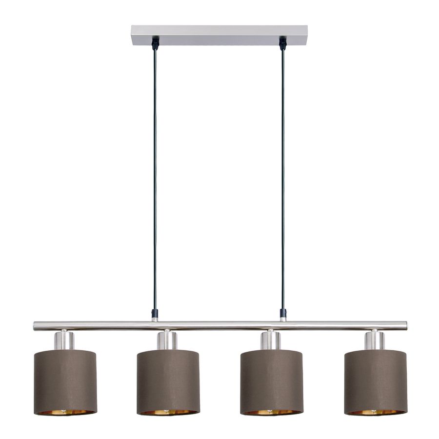 Esstischleuchte MARON G - E14, max. 4x40W, IP20, nickel + braun + gold, nicht dim., exkl. Leuchtm., L=724mm, B=120mm, H=1400mm