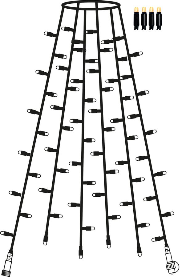 System 24 Extra, Baum-Lichterkette 6 Stränge, 28x180cm - Schwarz, Warmweiss